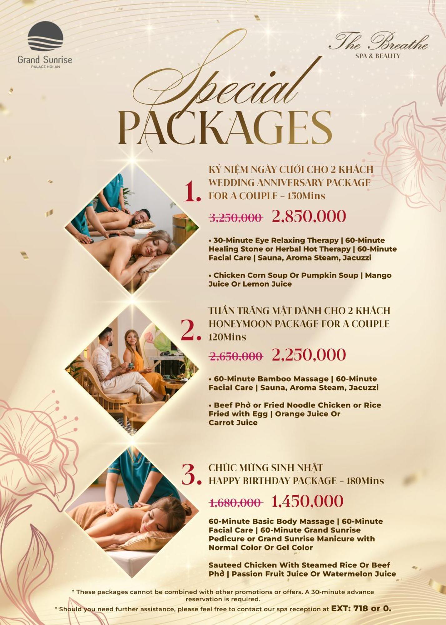 Grand Sunrise Palace Hoi An- A Luxury Indochine Hotel & Spa Esterno foto A spa menu